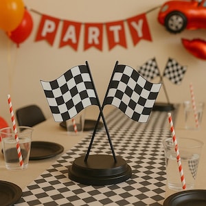 Race Car Flag 3D Centerpiece- Two Fast Birthday - 1st Lap Birthday - Race Car Birthday - Race Car Centerpiece - 3D Print - 3d Print piece image 7
