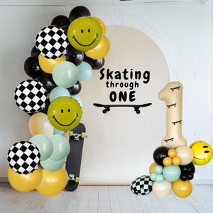 Skateboard Birthday DIY Balloon Kit - Balloon Garland Kit - Skating through One Birthday - Skateboarding Birthday - One happy dude