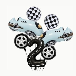 Race Car Theme Balloon Bundle - Two Fast Balloons - 1st Lap Balloons - Frist Lap Around The Track Theme Birthday - 10 Pack Of Balloons -