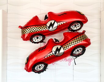 Race Car Red Balloon Two Pack - Two Fast Balloons - Fast One balloons - 1st Lap Around The Track Balloons - Race Car Themed Birthday Decor