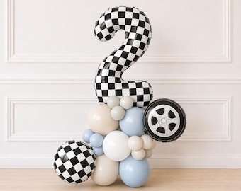 DOS torres de globos rápidos l DOS globos rápidos l Globos de coche de carreras l Paquete de globos de coche de carreras l Dos cumpleaños rápidos l Decoraciones para fiesta de coches de carreras