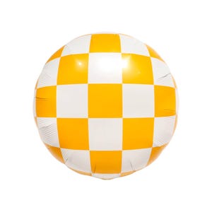 Yellow Checkered Balloon - Yellow Checkered Mylar Balloon - Checkered Balloon - Race Car Checkered Balloon - Contruction Party - Race Car