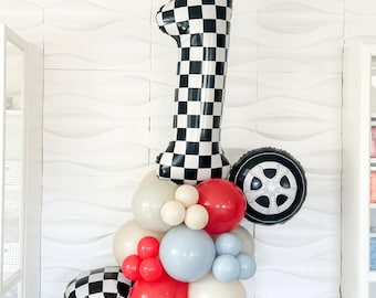 First Lap Around The Track - First Lap Balloons - First Lap Balloon Tower - First Lap Around The Track Birthday Theme - Race Car Birthday
