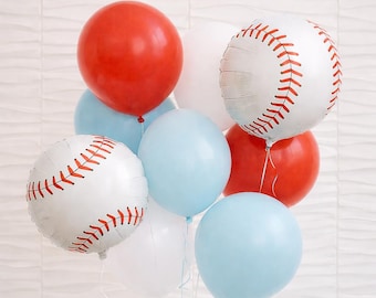 Globos de cumpleaños de béisbol (paquete de 10) - Decoración de cumpleaños de béisbol - Novato del año - Primer lanzamiento - Decoraciones para fiestas de béisbol - Deportes de béisbol