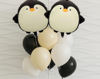 Globos de pingüino (paquete de 10) - Globos de fiesta de animales - Decoración para fiestas de cumpleaños - Fiesta de cumpleaños de niños - Animales del bosque - Fiesta de cumpleaños infantil