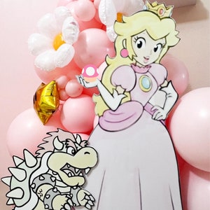 Princess Peach and Bowser Bundle Digital Download l Princess Peach Birthday Theme l Princess Peach Cut out l Bowser Cut Out l Princess decor