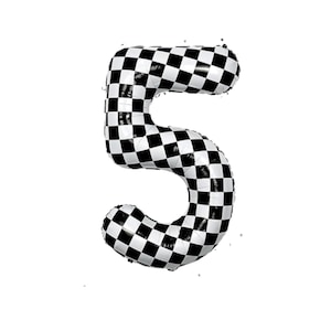 Checkered Number Mylar Balloon - 40Inch Checkered Balloon - Race Car Balloon - Race Car Checkered Number Balloon - Checkered Theme Birthday