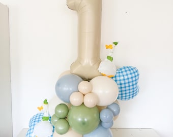Torre de globos de One Silly Goose - Globos de One Silly Goose - One Silly Goose - Cumpleaños de One Silly Goose - Decoración para fiestas de One Silly Goose