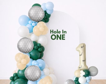 Guirnalda de globos "Hoyo en uno" DIY - Hoyo en uno - Globos "Hoyo en uno" - Cumpleaños "Hoyo en uno" - Cumpleaños de golf - Decoración de cumpleaños del Masters de golf