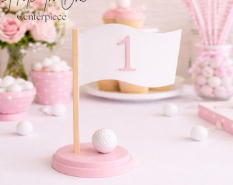 Centro de mesa "Hoyo en Uno" - Centro de mesa impreso en 3D - Cumpleaños con temática de golf - Hoyo en Uno - Decoración de cumpleaños "Hoyo en Uno" - Decoración para fiestas - Fiesta de golf