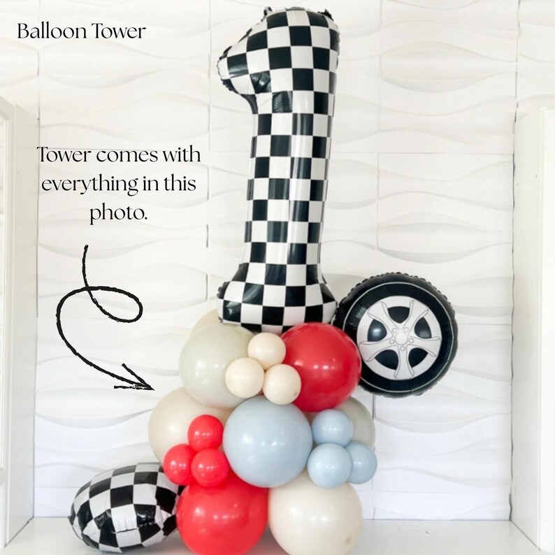 First Lap Around The Track - First Lap Balloons - First Lap Balloon Tower - First Lap Around The Track Birthday Theme - Race Car Birthday image 4