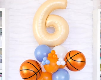 Torre de globos de baloncesto - MVP de cumpleaños - Aros de cumpleaños - Cumpleaños de basquetbolista - Cumpleaños deportivo - Decoraciones para fiestas deportivas - Globos