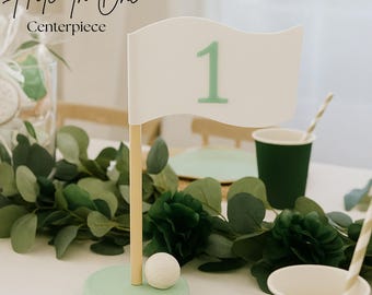 Centro de mesa "Hoyo en Uno" - Centro de mesa impreso en 3D - Cumpleaños con temática de golf - Hoyo en Uno - Decoración de cumpleaños "Hoyo en Uno" - Decoración para fiestas - Fiesta de golf