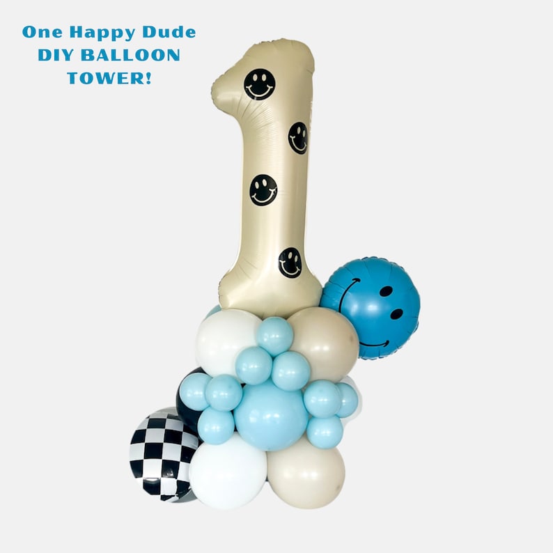 Palloncini One Happy Dude - Decorazioni a tema One Happy Dude - Kit palloncini fai da te One Happy Dude - Torre di palloncini One Happy Dude - Festa One Happy Dude immagine 7