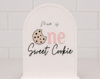 Letrero de mesa 3D "One Sweet Cookie Birthday" - Centro de mesa "One Sweet Cookie" - Fiesta "One Sweet Cookie" - Fiesta de galletas - Decoración de galletas - Monstruo de las Galletas