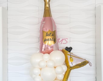Champaign Bottle Balloon Tower - Martini Party - A Tini Bit Older Balloons - A Tini Bit Older - Bachelorette Balloons - Celebration Balloons