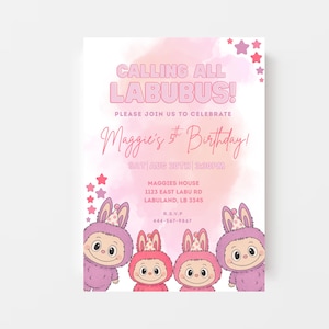 Labubu Invitation Digital download - Labubu Invitation - Labubu Party Decor - Labubu Party Decorations - Labubu