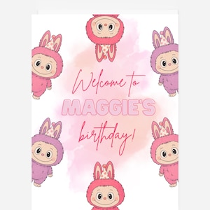 Labubu Welcome Sign Digital Download - Labubu Birthday Party - Labubu Theme Decorations - Labubu Party Decor - Labubu Decorations