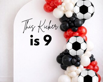 Guirnalda de globos con forma de balón de fútbol - Decoración de cumpleaños con temática de balón de fútbol - Globos deportivos - Guirnalda de globos - Fiesta de cumpleaños de fútbol - Lets Kick It