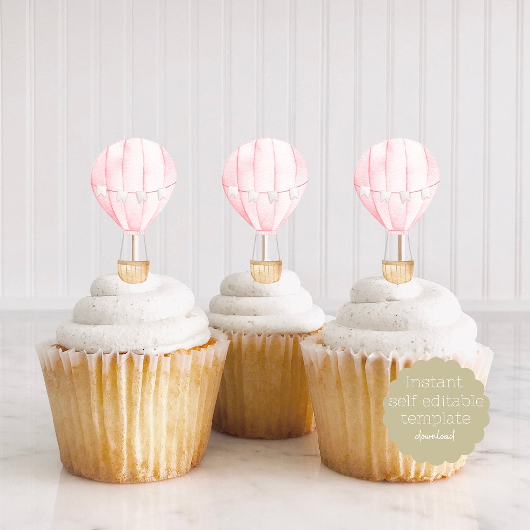 Hot Air Balloon Cupcake Topper, Hot Air Balloon Decorations, Oh the ...