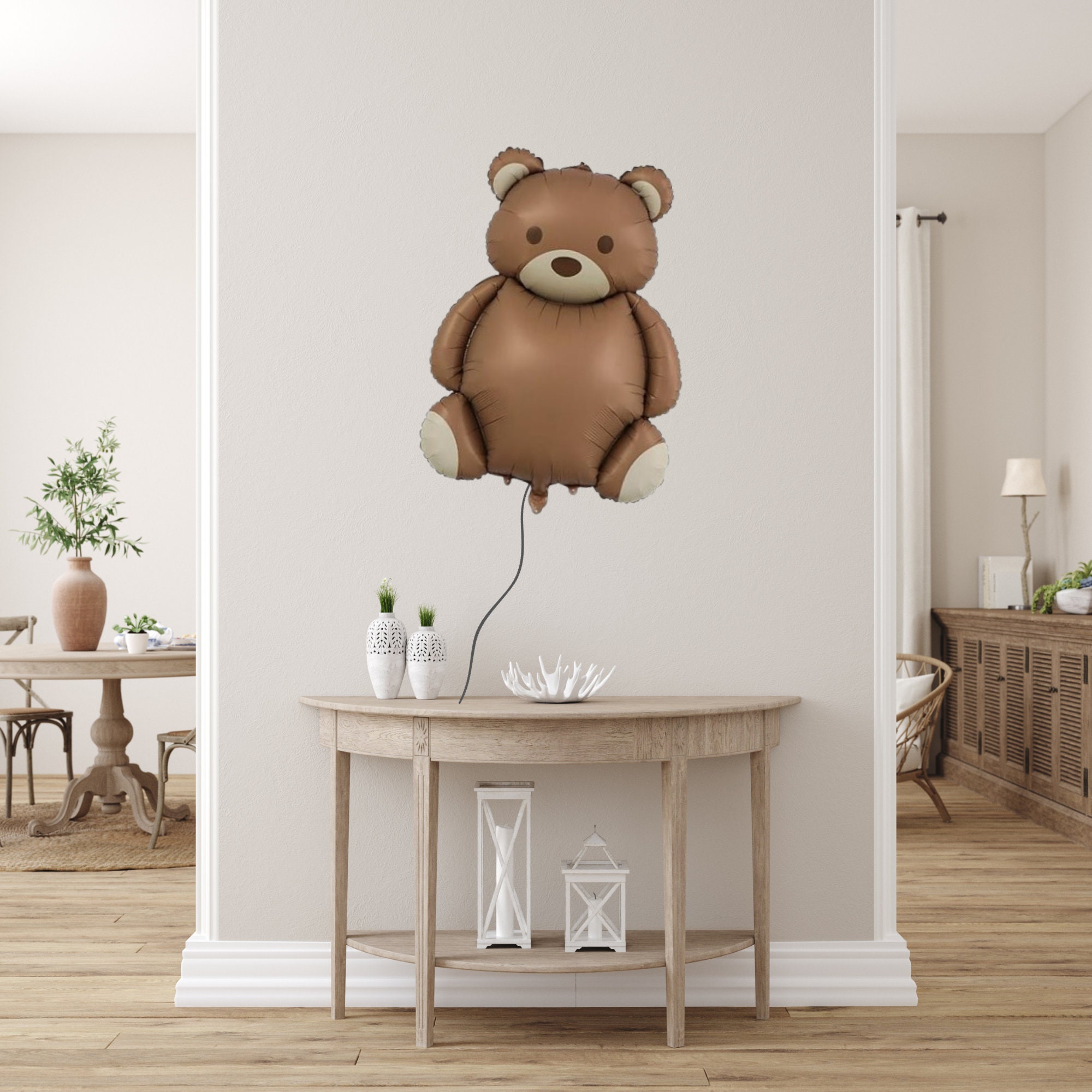 Palloncino A Forma Di Luna Con Orso PartyDeco – 71x86 Cm – Film In Alluminio XXL – Bianco E Blu – Per Compleanni E Decorazioni