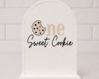 Letrero de mesa 3D "One Sweet Cookie Birthday" - Centro de mesa "One Sweet Cookie" - Fiesta "One Sweet Cookie" - Fiesta de galletas - Decoración de galletas - Monstruo de las Galletas