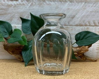 Vintage Clear Glass Bud Vase with Star Bottom and Fluted Sides