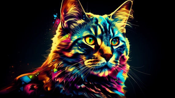 Rainbow cat desktop background digital art pc wallpaper animal background