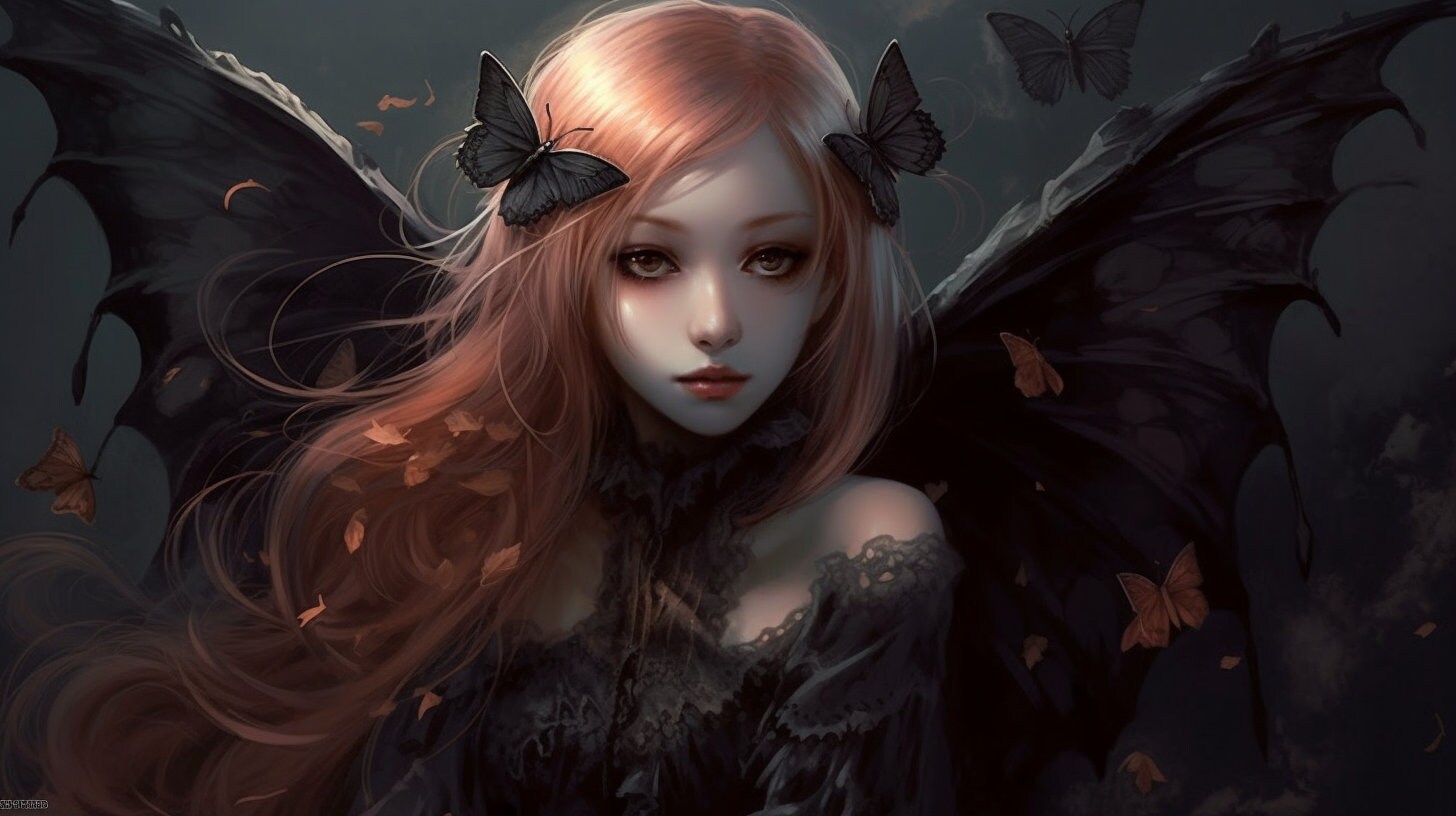 Gothic Fairy Desktop Background. Digital Art, PC Wallpaper, Fantasy Fairy.  - Etsy