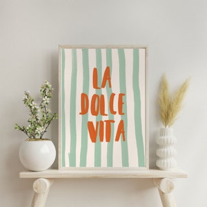 Lámina artística LA DOLCE VITA, arte mural de verano italiano, póster con cita italiana, arte mural costero, lámina artística europea de moda, arte estético italiano