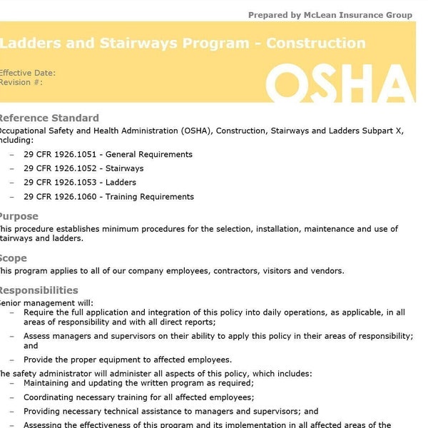 Ladder Safety Program - Safety Template Form - Stairways Safety Rules - Osha Ladder Safety - Site Safety Template - Ladder Safety Tips