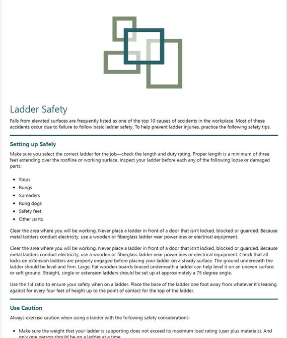 Ladder Safety Form - Safety Template Form - Ladder Safety Rules - Osha Ladder Safety - Site Safety Template - Ladder Safety Tips