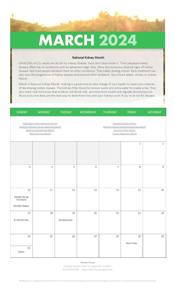 2024 National Health Observances Calendar Months