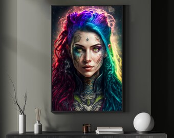 Cyberpunk Girl 4 - Digital Art Print, Wall Art, Digital Download, Home Decor, Printable