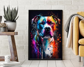 Abstract Dog 3 - Digital Art Print, Wall Art, Digital Download, Home Decor, Printable, Amstaff