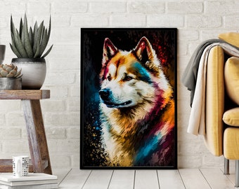 Abstract Dog 7 - Digital Art Print, Wall Art, Digital Download, Home Decor, Printable, Japan Akita