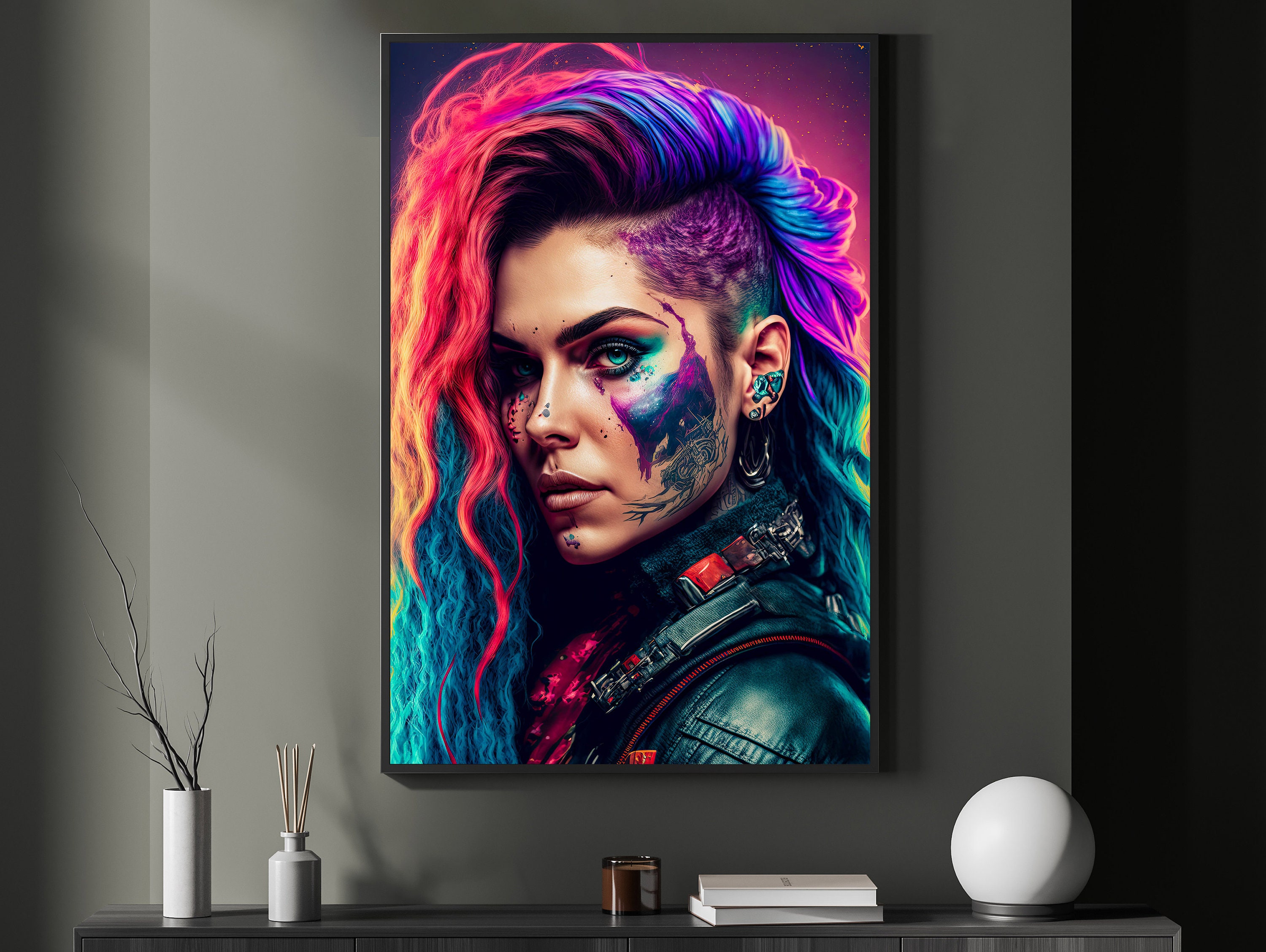 Cyberpunk Girl 1 - Digital Art Print, Wall Art, Digital Download, Home ...
