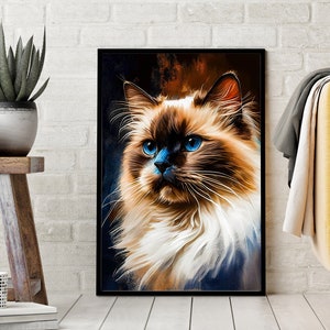 Abstract Cat 3 - Digital Art Print, Wall Art, Digital Download, Home Decor, Printable, Birman Cat