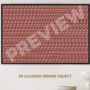 Gotcha, 3D Stereogram, Optical Illusion, Instant Download, Wall Art, Home Decor, Printable
