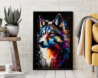 Abstract Dog 4 - Digital Art Print, Wall Art, Digital Download, Home Decor, Printable, Husky