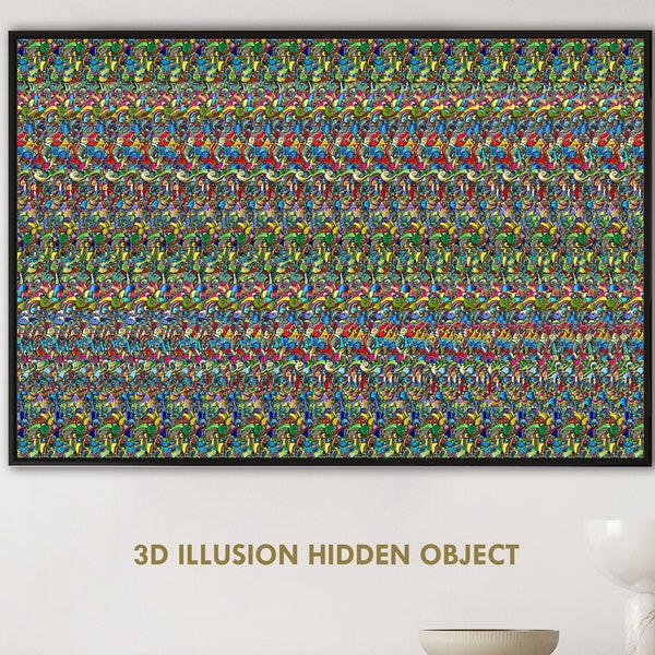 Use it!, 3D Stereogram, Optical Illusion, Instant Download, Wall Art, Home Decor, Printable