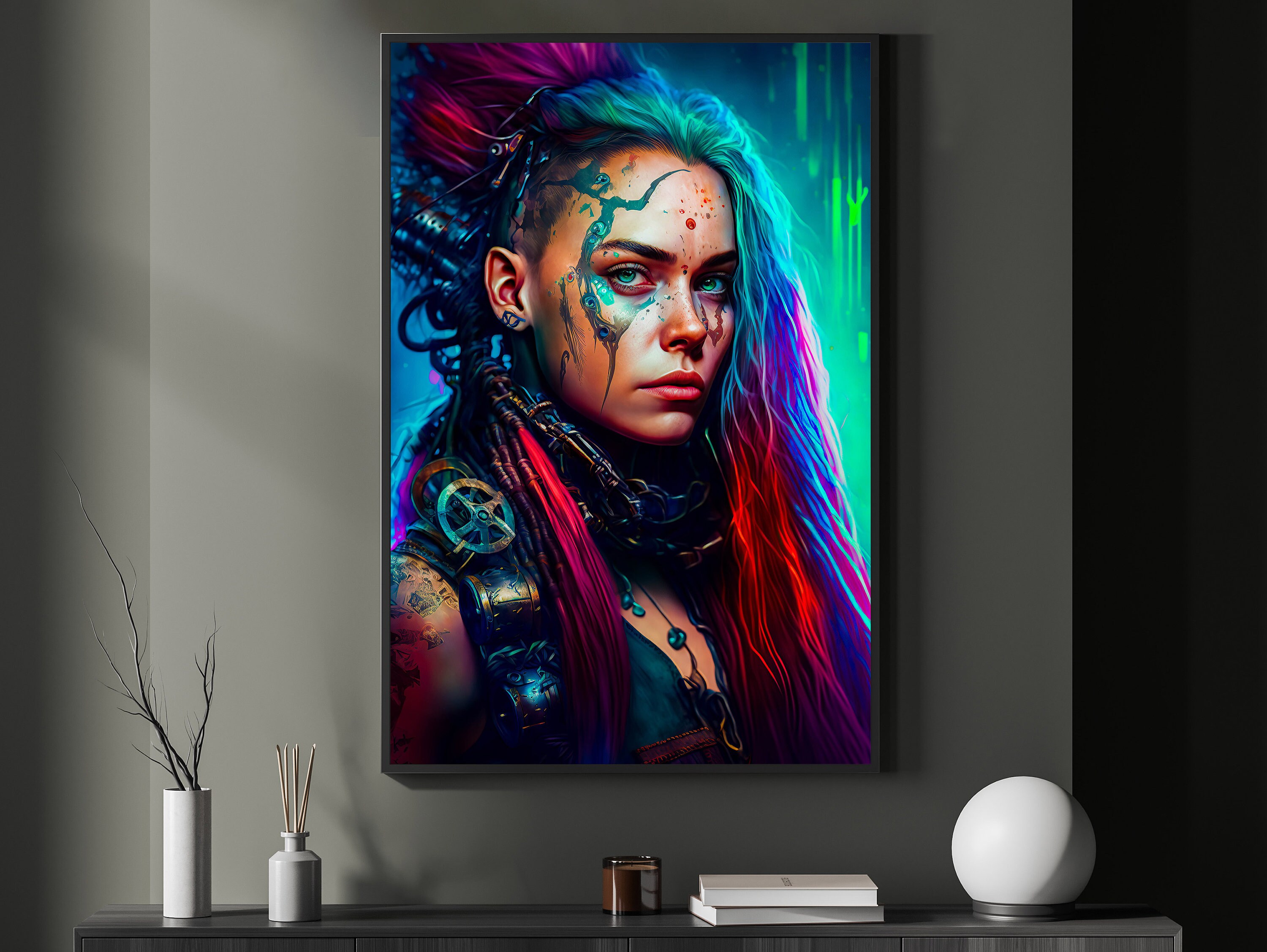 Cyberpunk Girl 10 - Digital Art Print, Wall Art, Digital Download, Home ...