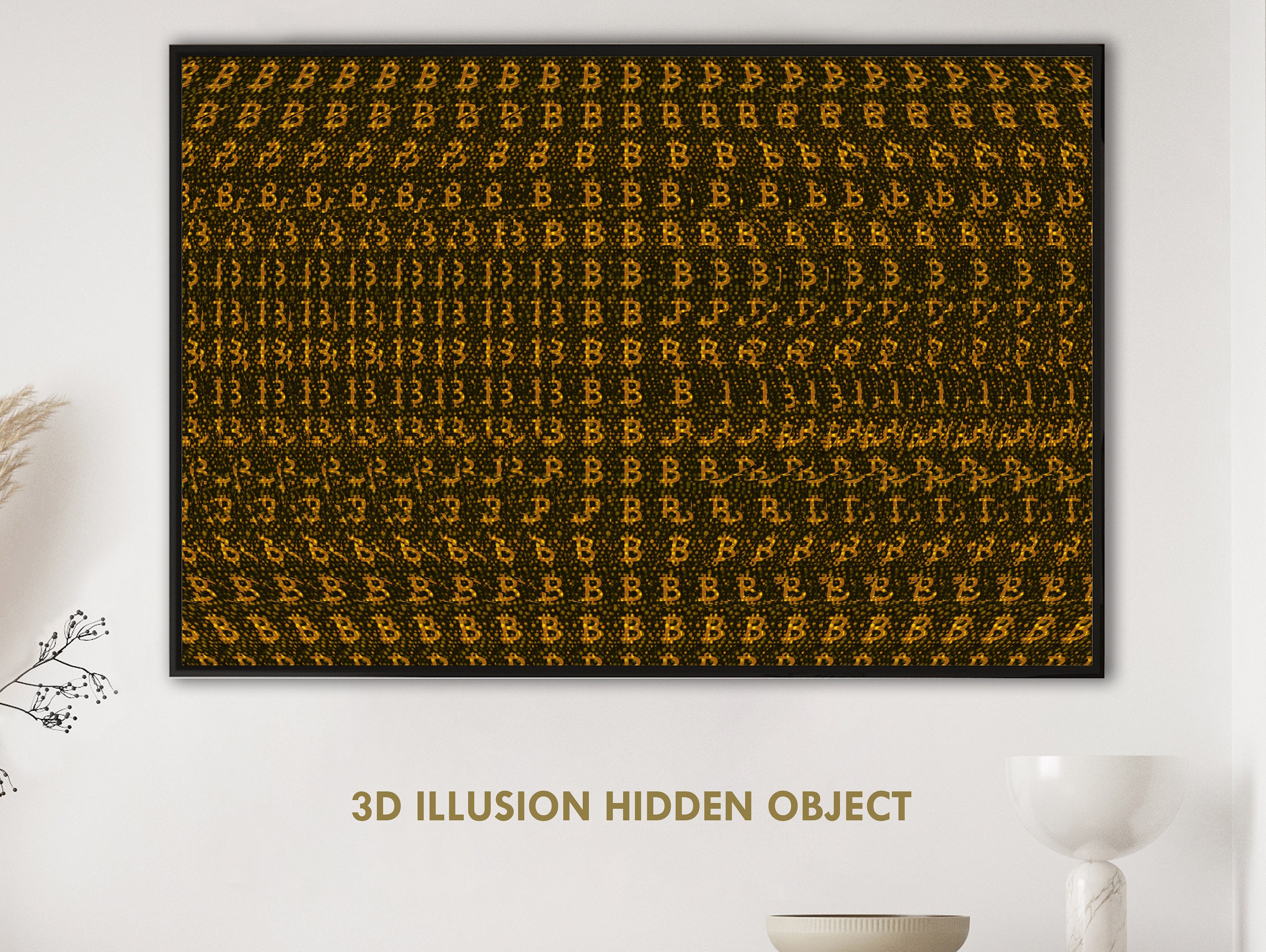 Bitcoin Logo in Blockchain Cube, 3D Stereogram, Optical Illusion, Instant  Download, Wall Art, Home Decor, Printable - Etsy