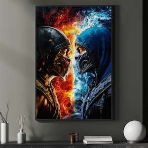 Mortal Kombat, Scorpion vs Sub-Zero 1 - Digital Art Print, Wall Art, Digital Download, Home Decor, Printable