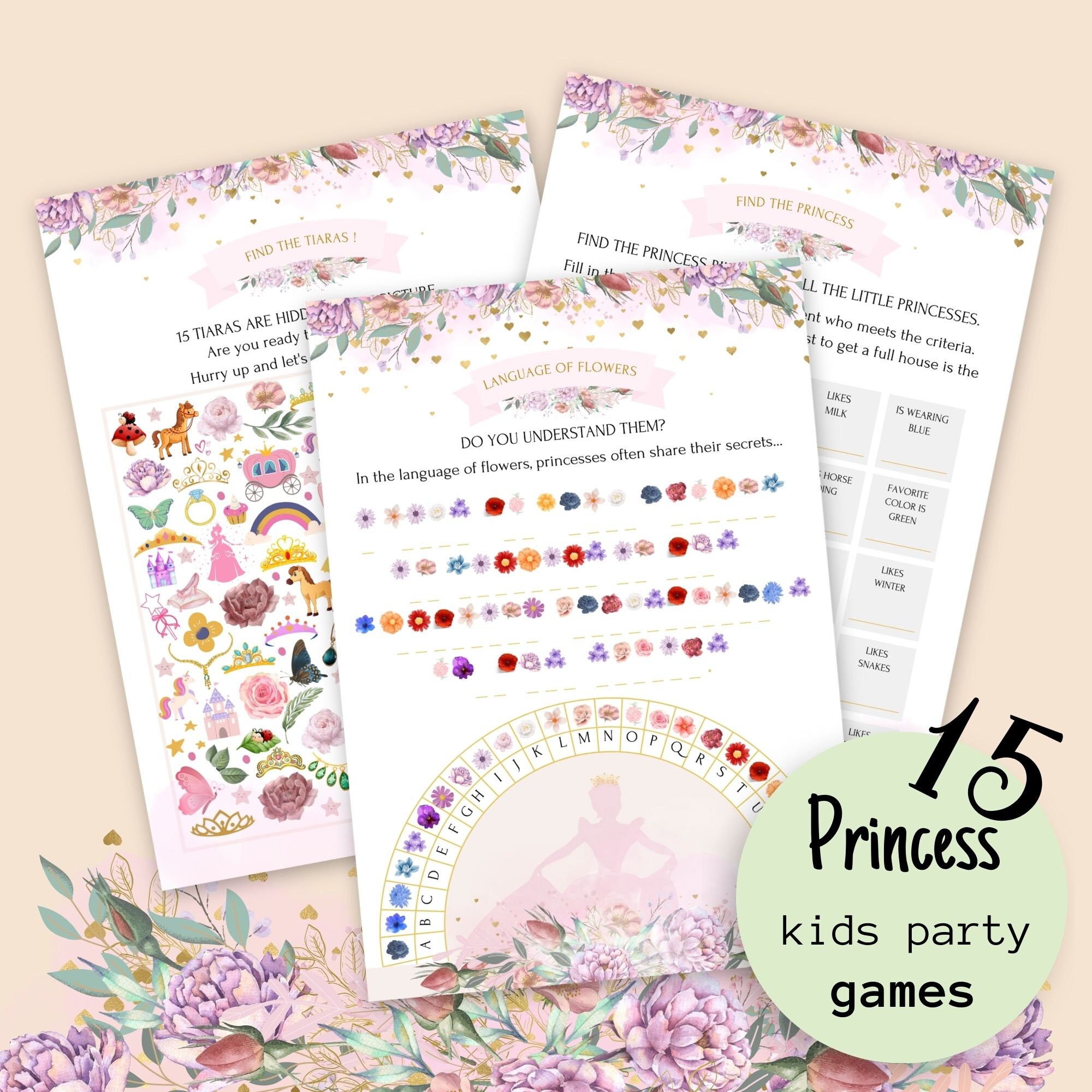 Princesses Party Game, 15 Printable Games for Girls, Little Girls ...