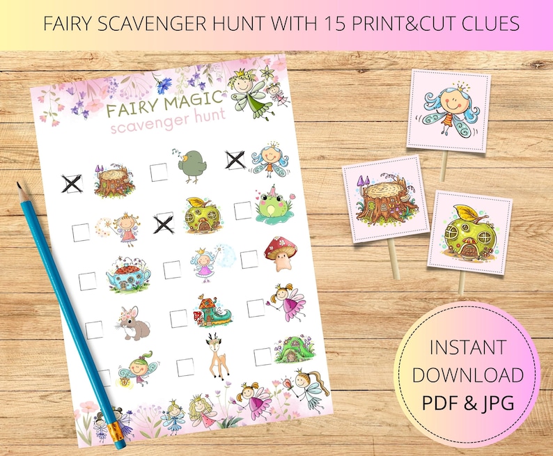 Printable Fairy Scavenger Hunt Instant Download Kids Outdoor - Etsy Ireland