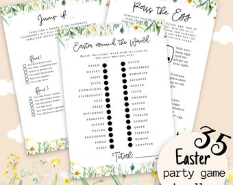 Printable 35 Easter Party Game Bundle, Family Easter Activites, Fun Easter Party Ideas, Kids & Adults Egg Hunt Party Game, Instant Download