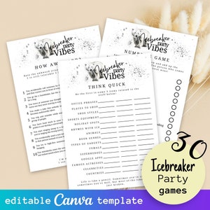 30st Icebreaker Adult Party Games Bundel, Afdrukbare Ice Breaker Vragen, Office Party Game Template, Happy Hour Bingo, Volwassen Tafelpraat
