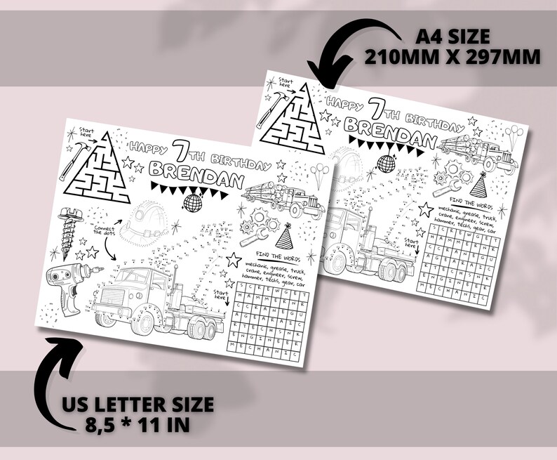 Editable Kids Party Activity Sheet, Personalized Birthday Coloring Page ...