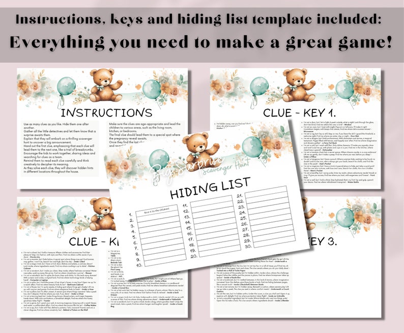 Pregnancy Reveal Indoor Scavenger Hunt for Siblings Treasure Etsy UK